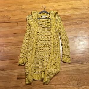 WOMENS Charlie & Robin Yellow Knit Hooded Cardigan One Size